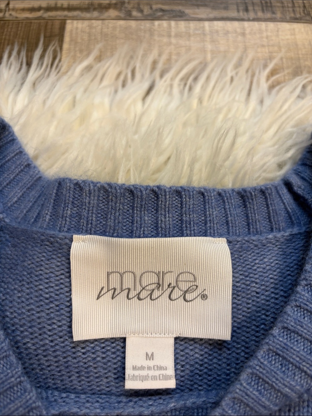 Anthropologie Mare Mare Cinched crew neck sweater with loop knit detail blue M - Picture 7 of 13